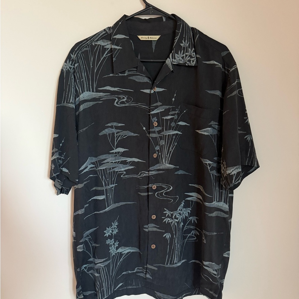 Tommy Bahama Black and Gray Casual Button Down Shirt